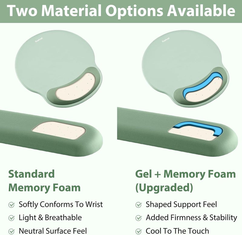 Sushret Mouse Pad and Keyboard Wrist Rest, 3-in-1 Gel Memory Foam Ergonomic Mouse Pad with Wrist Rest Set,Gaming Mousepad Arm Cushion Support for Computer Office Desk Accessories Cute Setup,Sage Green - Image 5